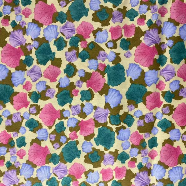 100% Cotton Printed Fabric — Shell Floral Pattern Dress Material