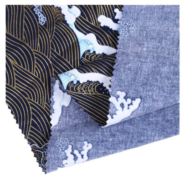 Gold-Stamped Cotton Cloud & Wave Print Fabric – Oriental Style Woven Cotton for Clothing & DIY Crafts