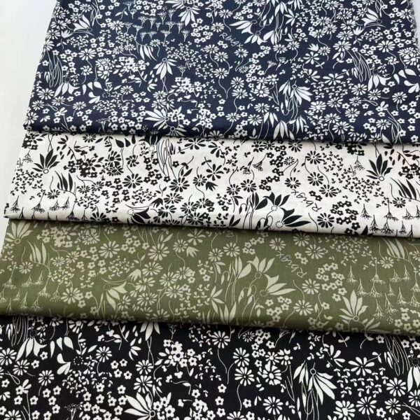 40s Cotton Poplin Floral Fabric – Vintage Meadow Print for Summer Apparel