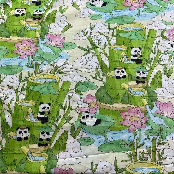主图-05 Cotton Poplin Digital Printed Fabric – Cute Panda Dress Material
