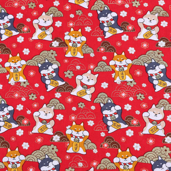 Cotton Gold Foil Shiba Inu Print Fabric – DIY Apparel & Home Sewing