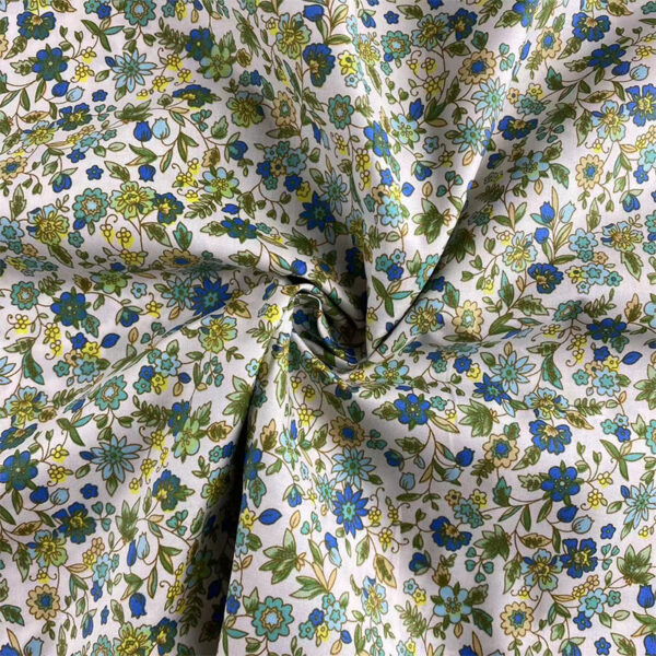 Dark Floral Twill Cotton Fabric – Rustic Style Dressmaking Material