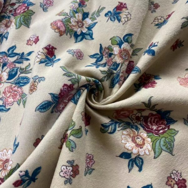 French Country Flannel Cotton Fabric – Thick Brushed Cotton for Winter DIY & Apparel