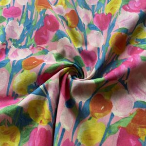 Tulip Print Cotton Poplin Fabric – 100% Cotton for Kids & Women Dresses