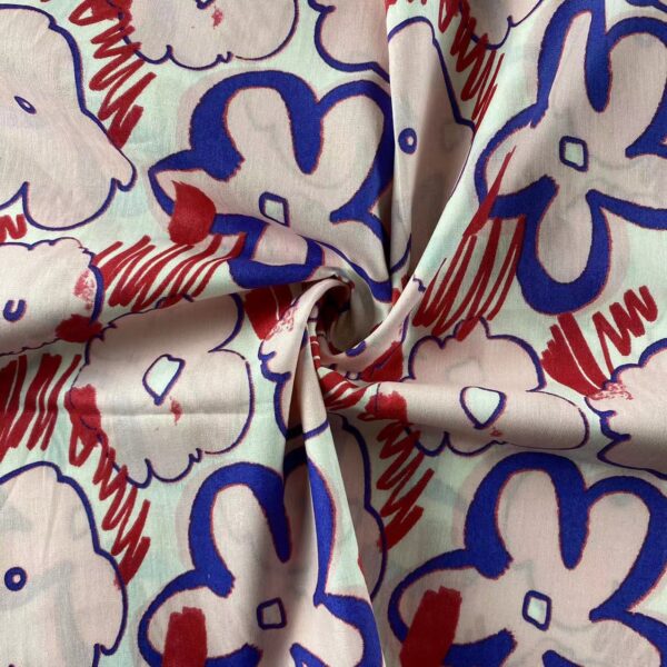 Large Floral Cotton Poplin Fabric – 100% Cotton for Kids & Women Clothing