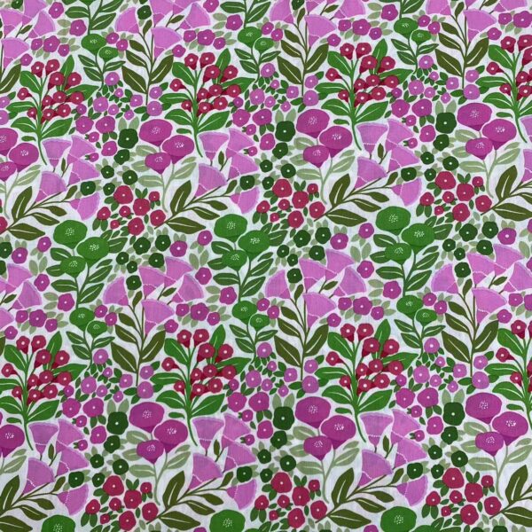 Pastoral Floral Printed Cotton Poplin Fabric – 100% Cotton Reactive Print for Dresses & Kidswear