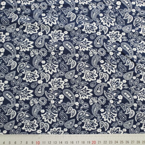 100% Cotton Paisley Printed Poplin Fabric — Vintage Floral Style