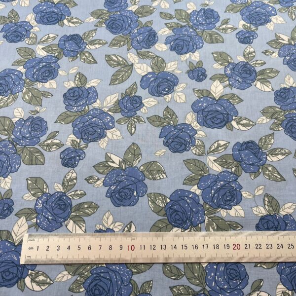 主图-05 100% Cotton Reactive Printed Poplin Fabric — Pastoral Rose Pattern for Spring Summer Apparel