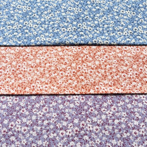 100% Cotton Reactive Printed Poplin Fabric — Pastoral Floral Pattern for Summer Dresses & Crafts