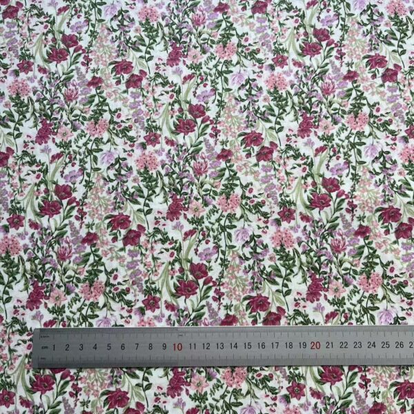 40s Reactive Printed Cotton Fabric — Floral Poplin for Dresses & DIY Crafts