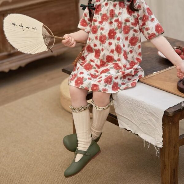 Cotton Digital Printed Fabric | Korean INS Rose Pattern | Dress & Kidswear Fabric