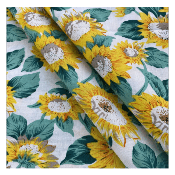 Sunflower Cotton Poplin Fabric – 100% Cotton Floral Print for Summer Dresses & Tops