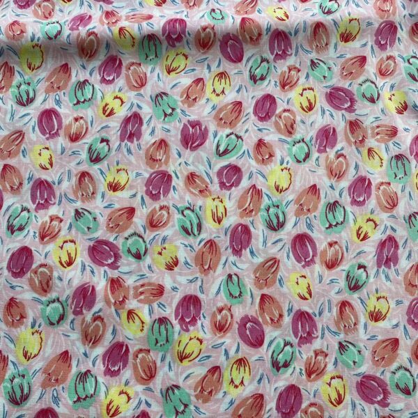 Reactive Printed Cotton Fabric | Pastoral Floral Design | Dress & DIY Sewing Fabric