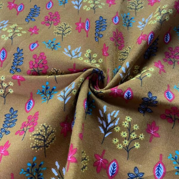 Thick Cotton Flannel Printed Fabric Floral Pattern | Autumn Winter Active Print | Jackets, Homewear, Pet Clothes