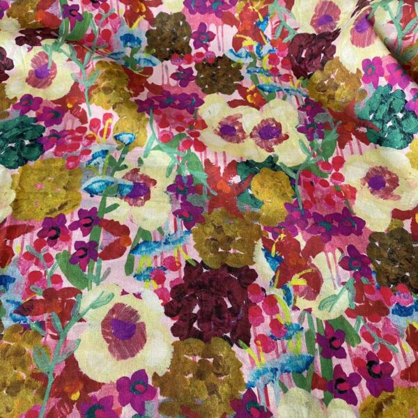 主图-05 100% Cotton Poplin Reactive Printed Fabric — Oil Painting Floral Style