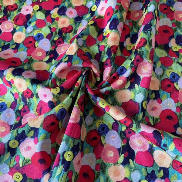 100% Cotton Poplin Reactive Printed Fabric — Oil Painting Floral Style