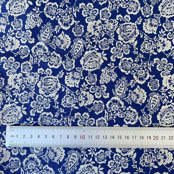 100% Cotton Printed Poplin Fabric — Black & White Floral