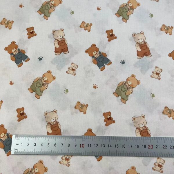 Cotton Digital Printed Fabric — Cartoon Dogs & Bears for Kids