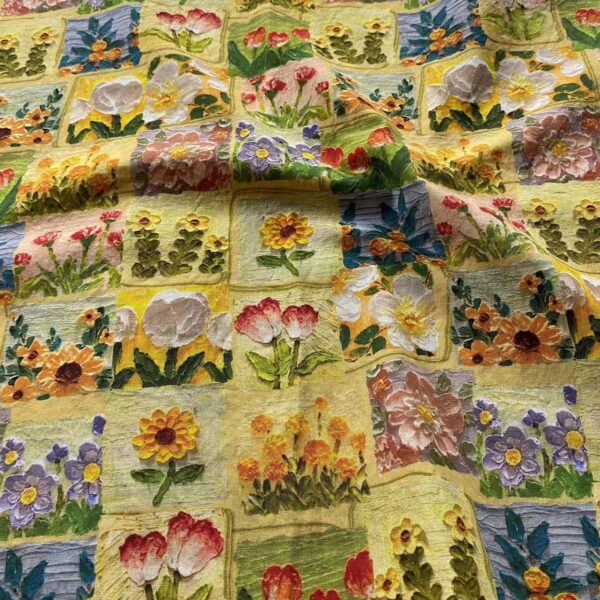 Cotton Digital Printed Fabric — 3D Oil Painting Retro Style