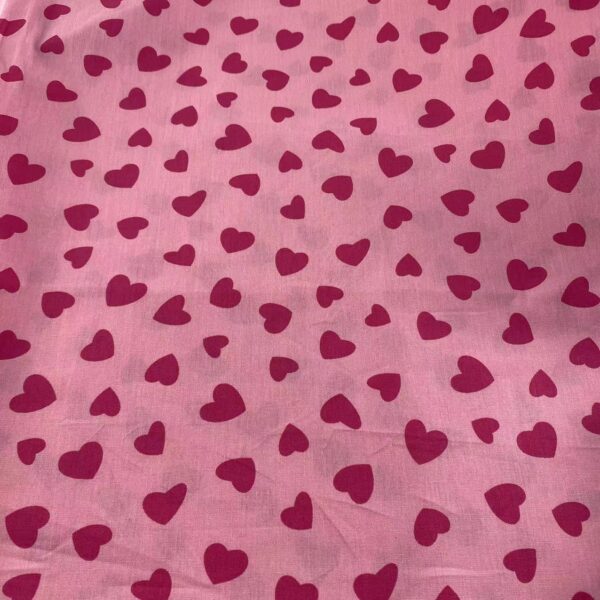 100% Cotton Poplin Printed Heart Fabric — Soft Romantic Dress Cloth