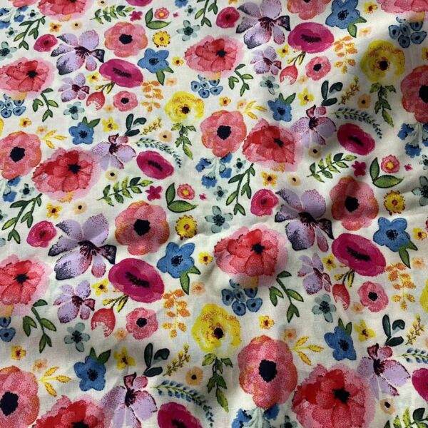 French Countryside Floral Cotton Poplin Fabric — For Women’s & Kids’ Dresses