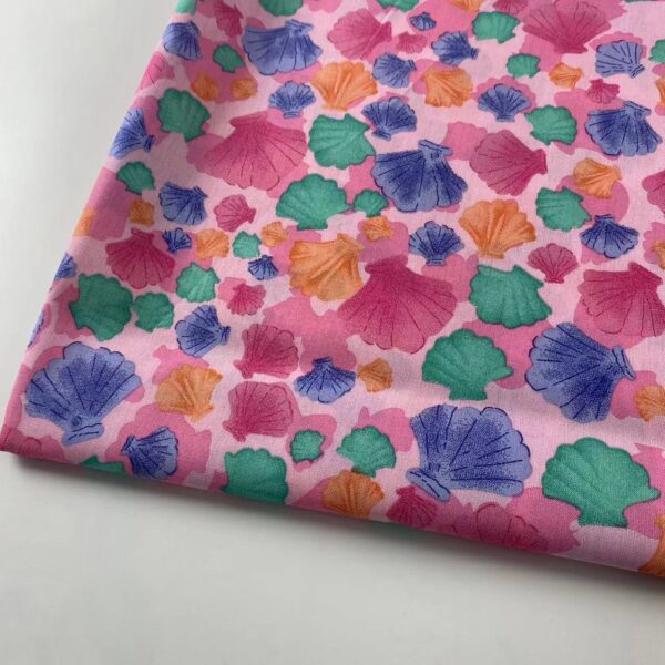 100% Cotton Printed Fabric — Shell Floral Pattern Dress Material