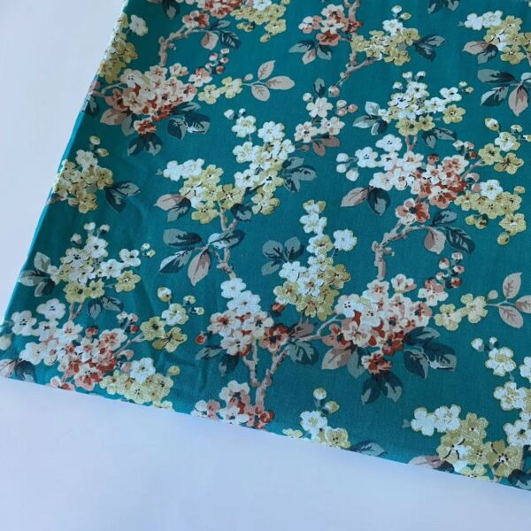 High-Density Cotton Poplin Fabric – Tencel-Like Soft Feel, Cartoon Floral Print for Kidswear & Dresses