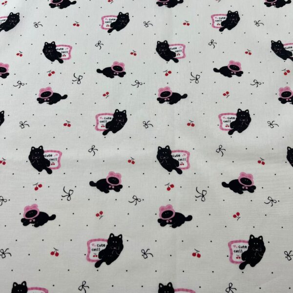 Digital Printed Korean INS Cartoon Cat Cotton Fabric – 40s Cotton for Kids, Homewear & DIY Crafts