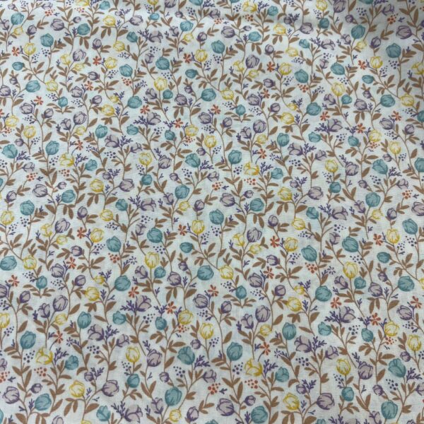 40s Cotton Poplin Printed Fabric – Country Small Floral Fabric for Shirt, Bag & DIY Sewing