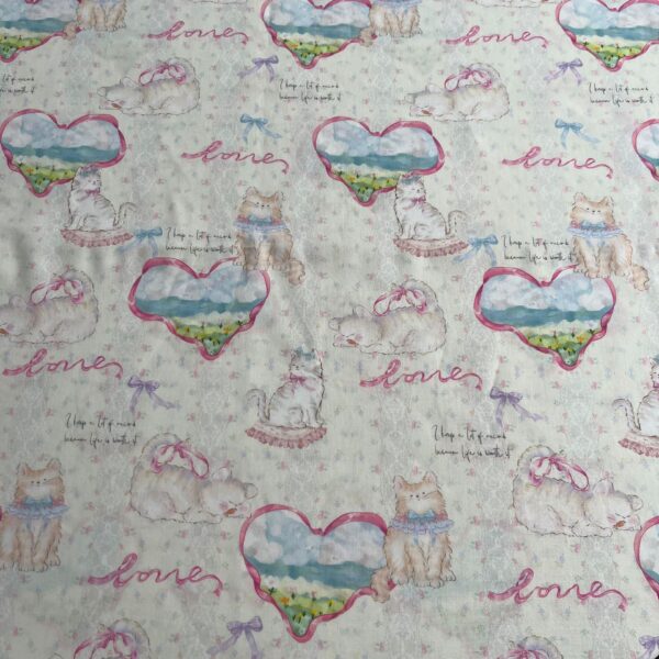 40s Cotton Digital Print Fabric – Korean INS Cartoon Cat Pattern for Women’s & Kidswear