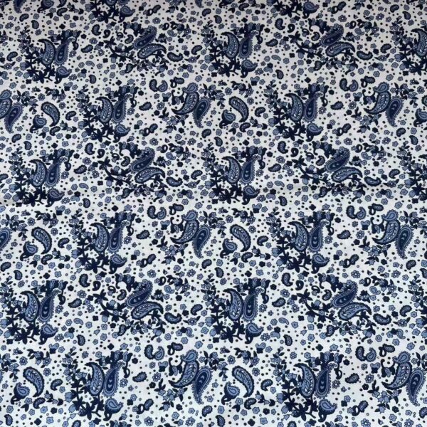 40s Cotton Poplin Reactive Print Fabric – Vintage Paisley Pattern for Shirts & DIY Crafts