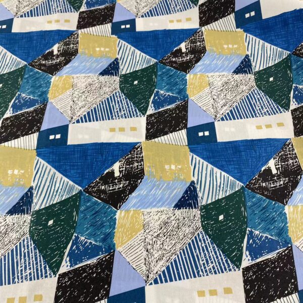 60s Cotton High-Density Poplin Geometric Print Fabric – Dress & Kidswear Material
