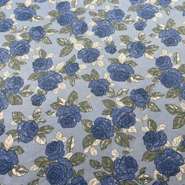 主图-06 100% Cotton Reactive Printed Poplin Fabric — Pastoral Rose Pattern for Spring Summer Apparel