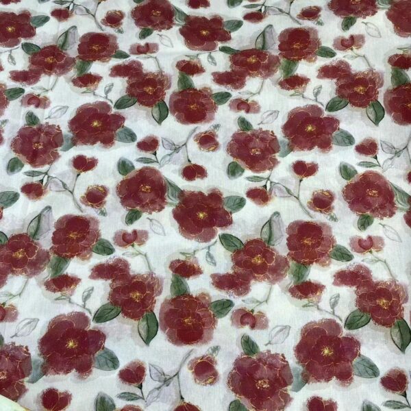 Cotton Digital Printed Fabric | Korean INS Rose Pattern | Dress & Kidswear Fabric