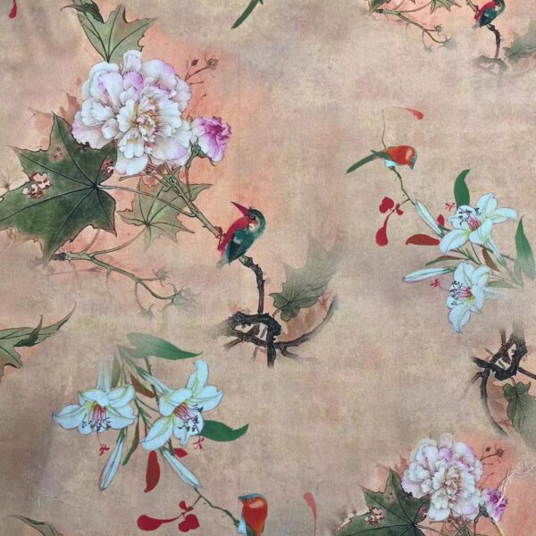 100% Cotton Digital Printed Fabric – Chinese Ink Wash Style Pattern
