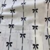 100% Cotton Poplin Printed Fabric — Korean Black & White Bow Design