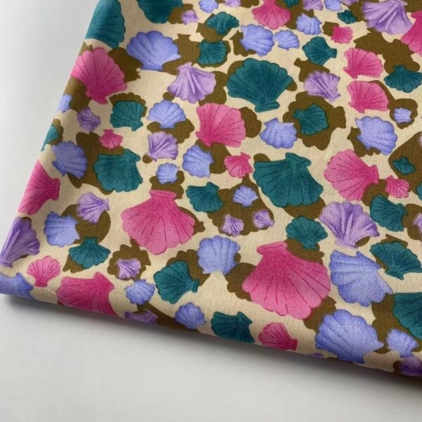 100% Cotton Printed Fabric — Shell Floral Pattern Dress Material