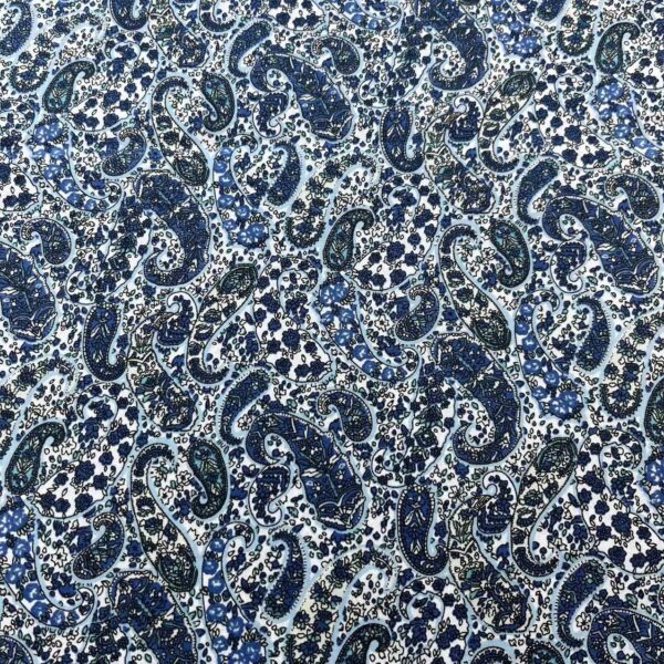 Vintage Paisley Cotton Poplin Print Fabric — 100% Cotton DIY Craft & Shirt Fabric