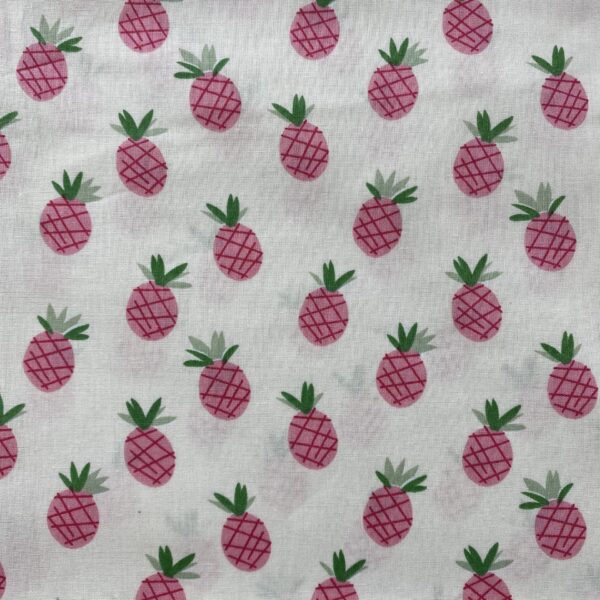 Small Pineapple Printed Cotton Fabric – 40s Reactive Print for Summer Dresses