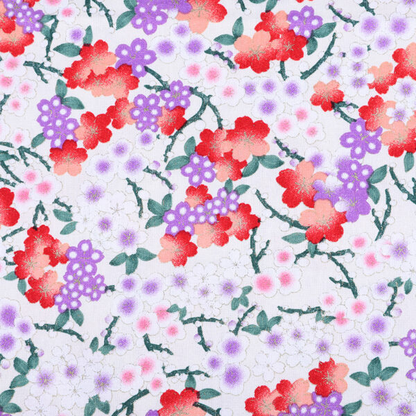Gold-Stamped Japanese Kintan Floral Cotton Fabric – Woven Cotton for DIY Bags, Tablecloths & Garment Design