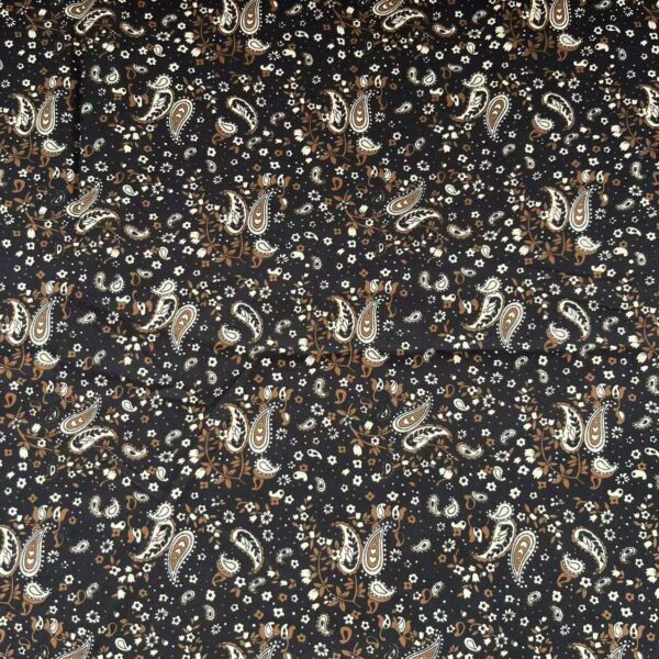 40s Cotton Poplin Reactive Print Fabric – Vintage Paisley Pattern for Shirts & DIY Crafts