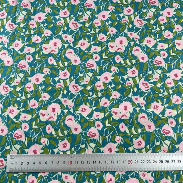 40s Cotton Poplin Floral Fabric – Countryside Bloom Print for Summer Sewing