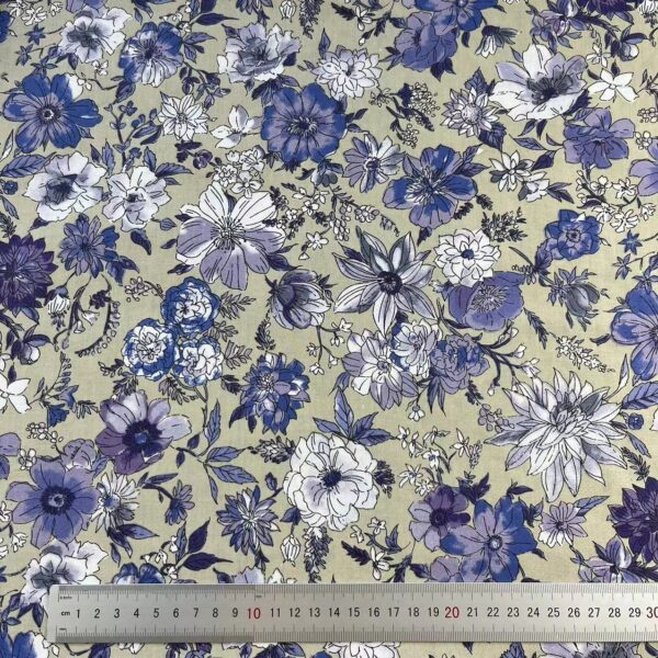 Pure Cotton Poplin Printed Fabric – Vintage Floral Craft Cloth