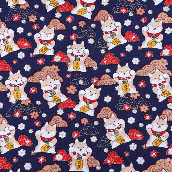 Cotton Gold Foil Shiba Inu Print Fabric – DIY Apparel & Home Sewing