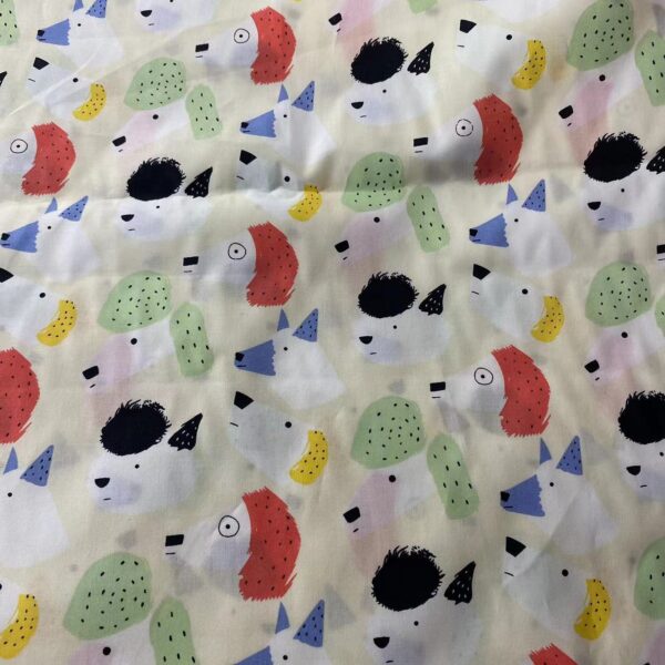 60s Cotton Cartoon Dog Print Fabric – Kidswear & Dress Material