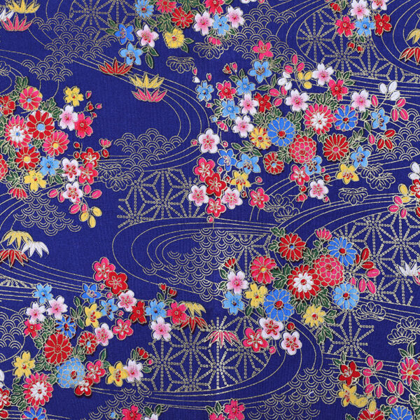 100% Cotton Red Vintage Woven Fabric — Floral Gold Print