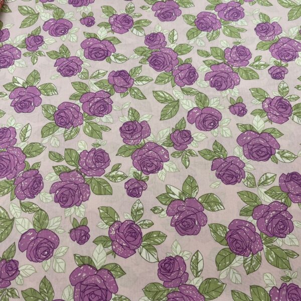 主图-07 100% Cotton Reactive Printed Poplin Fabric — Pastoral Rose Pattern for Spring Summer Apparel