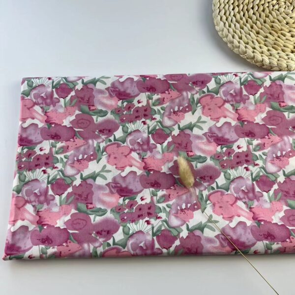 Cotton Reactive Printed Poplin Fabric — Korean Pastoral Style Dress Material