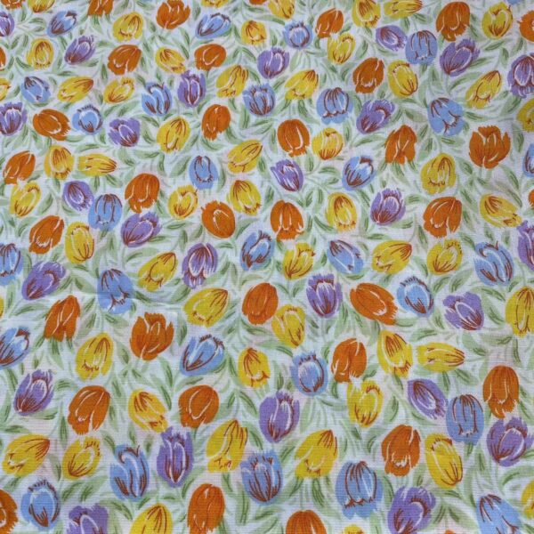Reactive Printed Cotton Fabric | Pastoral Floral Design | Dress & DIY Sewing Fabric