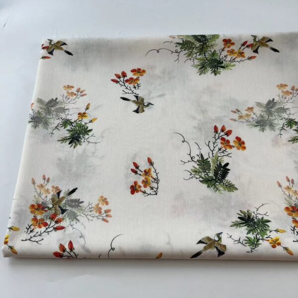 Cotton Digital Printed Fabric | Chinese Style Floral | Dress & DIY Sewing Fabric